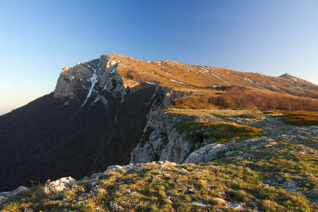 A wonderful and unusually beautiful landscape overlooking the high plateau of the Crimean mountains. Clean and reasonable nature of Crimea. Ukraine, territory occupied by the Russian Federation.の写真素材