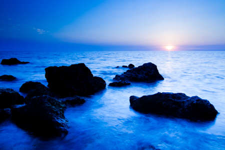 Sunset over sea. Beautiful colorful sunset over the Black Sea in Crimea. Ukraine.の写真素材