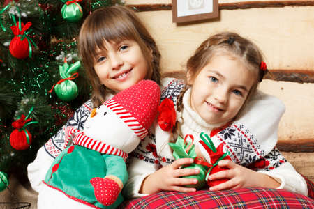 portrait of  girls  during christmasの写真素材