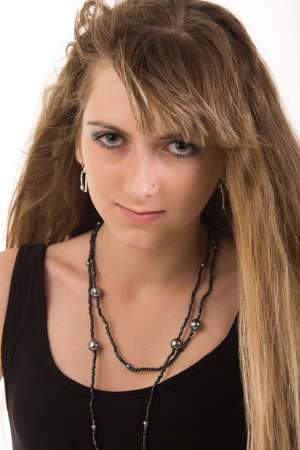 portait beautiful young woman. isolated jn whiteの写真素材