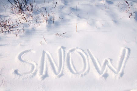 winter landscape, nature covered with snow at winter sunsetの写真素材