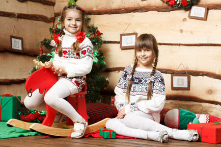 portrait of  girls during christmasの写真素材