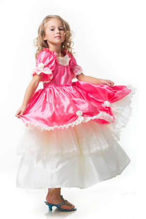 Little Beauty Queen. Young girl as magic fairy on white backgroundの写真素材