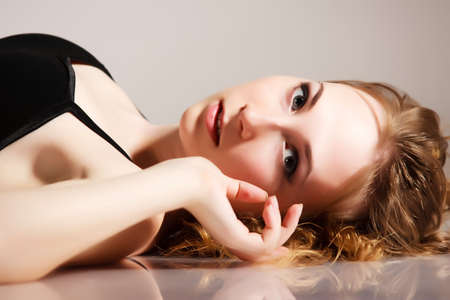 beautiful young girl in a short  dressの写真素材