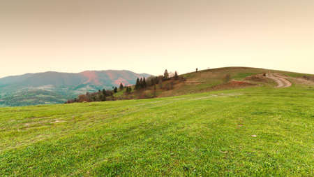Carpathian mountains, Ukraine. Mountains during sunset. Beautiful natural landscape in the summer timeの写真素材