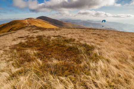 Ukraine, Magura-Jide mountains and blue sky Landscape of the Carpathian mountains. Wide open desert landscapes of the Borzhava highlands. Pylypets, National Park.の写真素材