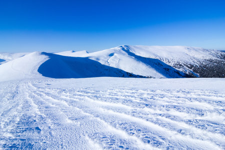 Carpathian mountains in winter. Winter landscape taken in mountains.の写真素材