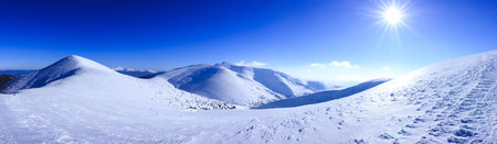 Carpathian mountains in winter. Winter landscape taken in mountains.の写真素材