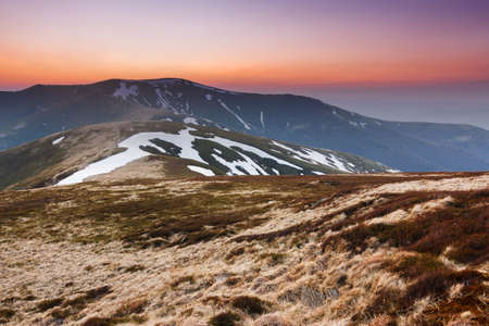 Carpathian mountains, Ukraine. Mountains during sunset. Beautiful natural landscape in the summer timeの写真素材