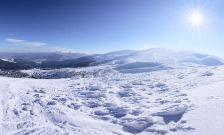 Carpathian mountains in winter. Winter landscape taken in mountains.の写真素材