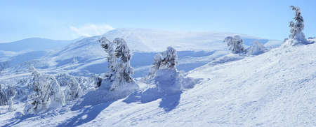Carpathian mountains in winter. Winter landscape taken in mountains.の写真素材