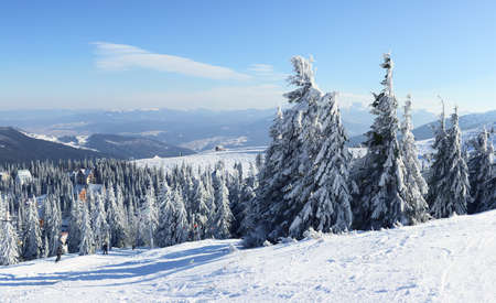 Carpathian mountains in winter. Winter landscape taken in mountains.の写真素材