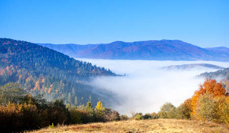 Beautiful landscape with hills and mountaisの写真素材