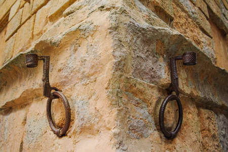 Old horse ring in Pienza, Italyの写真素材
