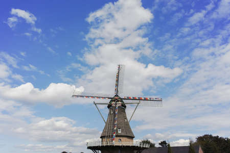 Typical Dutch landscape -  flour windmill near Veldhoven, North Brabant