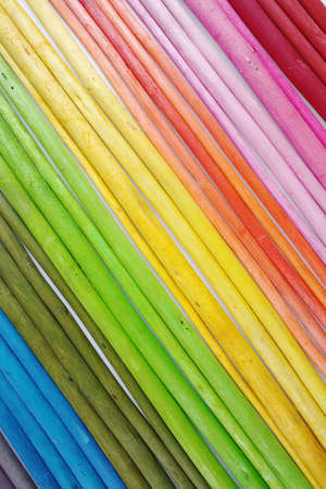 Decorative colorful wooden sticks on white backgroundの写真素材