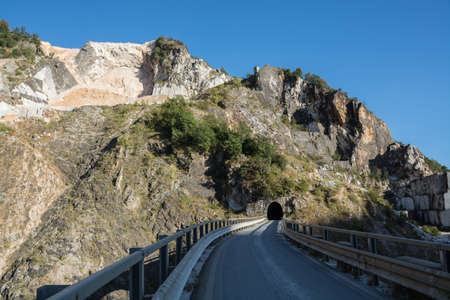 White marble quarries of Carrara in the Apuan alps Italyの写真素材