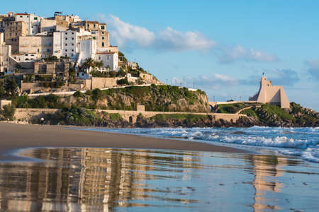 Panoramic view of Sperlonga and beautiful sandy beach. Winter in Italyの写真素材