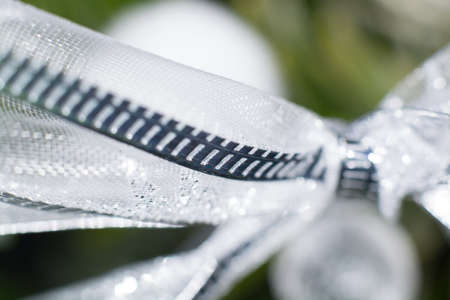 Christmas decoration - macro elements christmas tree silver decorationの写真素材