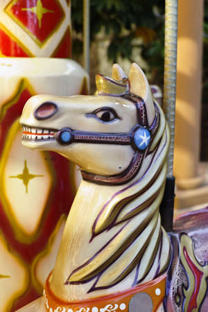 Vintage carousel horse, winter in Tenerife, travel destinationの写真素材