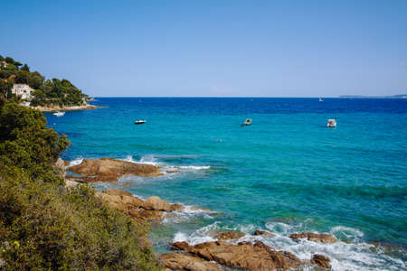 Blue clear sea swim water Le Lavandou - vacation destination in Franceの写真素材