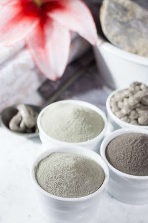 Ancient minerals - luxury face and body spa treatment, clay powder and mask , green, blue and black clayの写真素材