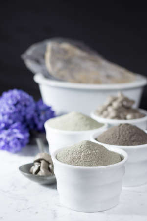 Ancient minerals - luxury face and body spa treatment, clay powder and mask , green, blue and black clayの写真素材
