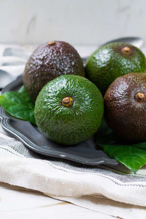 Green fresh avocado from organic avocado plantation - healthy foodの写真素材