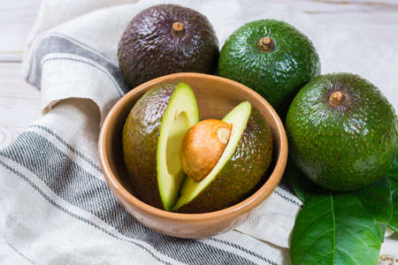 Green fresh avocado from organic avocado plantation - healthy foodの写真素材