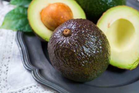 Green fresh avocado from organic avocado plantation - healthy foodの写真素材