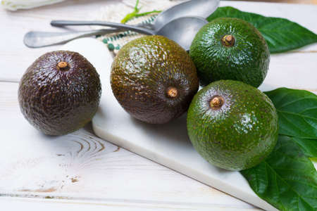 Green fresh avocado from organic avocado plantation - healthy foodの写真素材