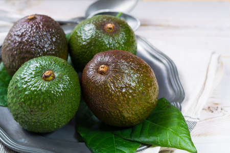 Green fresh avocado from organic avocado plantation - healthy foodの写真素材