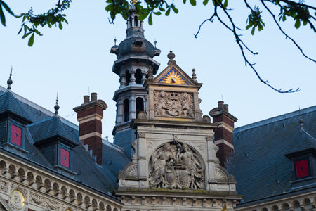Roof of University Hall of Utrecht University, the Netherlands, sunsetのeditorial素材