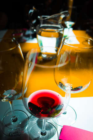 White and red wine tastingの写真素材
