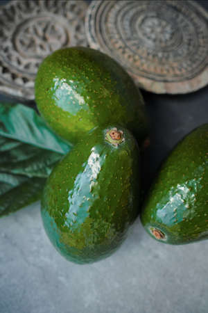 Green ripe tropical vegetable avocados ready to eatの写真素材