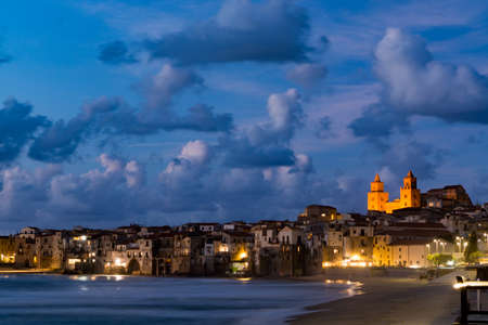 Touristic and vacation pearl of Sicily, small town of Cefaly, Sicily, south Italy, sea viewの写真素材