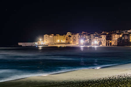 Touristic and vacation pearl of Sicily, small town of Cefaly, Sicily, south Italy, sea viewの写真素材