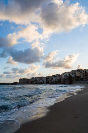 Touristic and vacation pearl of Sicily, small town of Cefaly, Sicily, south Italy, sea viewの素材 [FY31079417054]