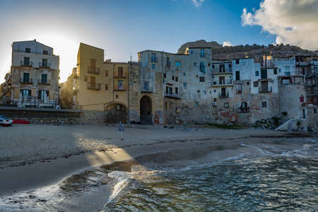Touristic and vacation pearl of Sicily, small town of Cefaly, Sicily, south Italyの写真素材