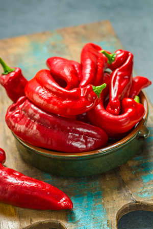 Fresh ripe red sweet turkish pepper ready to eat healthy vegetablesの写真素材
