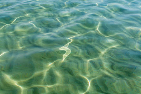Abstract texture. Water ocean or sea background. Clear blue ripple aqua texture and sun glaresの写真素材