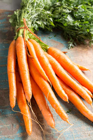 Fresh bunch summer carrots from the gardenの写真素材