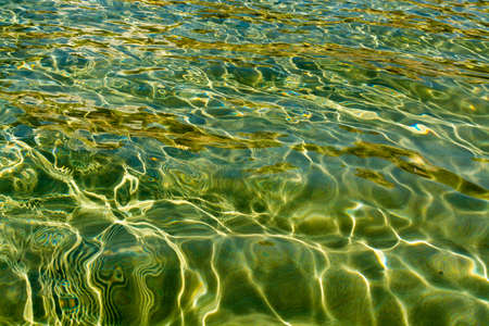 Abstract texture. Water ocean or sea background. Clear blue ripple aqua texture and sun glaresの写真素材