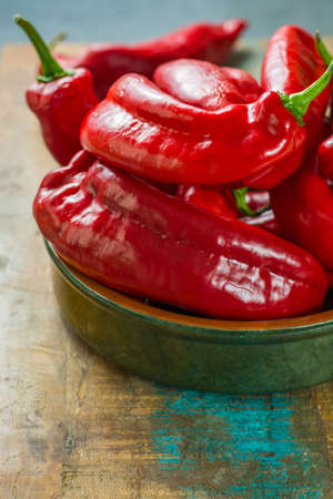 Fresh ripe red sweet turkish pepper ready to eat healthy vegetablesの写真素材
