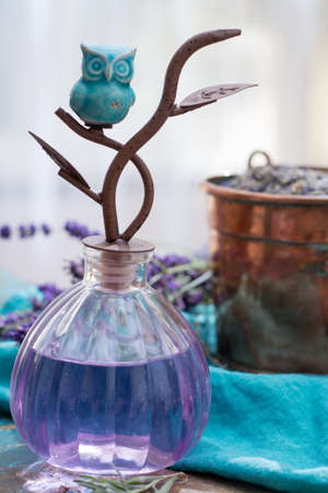 Lavender natural perfumed oil, made from fresh or dried lavender flowers, aroma spa treathment and bodycare for womenの写真素材