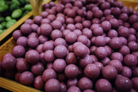 Happy candy and bubble chewing gum shop, sweet candy blackberry cassis