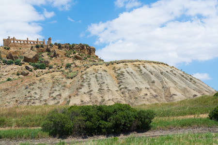 Agrigento Temple valley Italy Sicily, up view at the hillsの写真素材