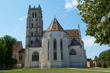Royal abbey Brou in Bourg-en-Bresse, France, view from outsideの写真素材