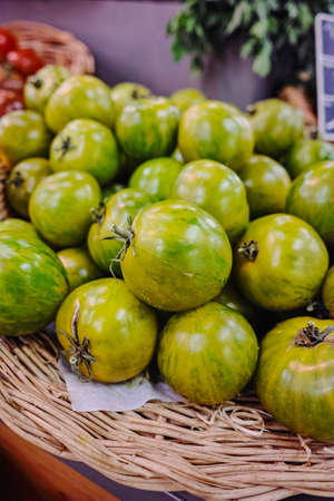 Ancient Provencal french ripe farm tomatoes on the street marketの写真素材