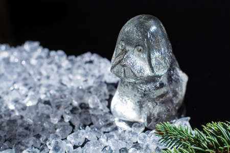 Black and white, Chine horoscop, 2018 New Year of dog, glass dog figure, copy spaceの写真素材